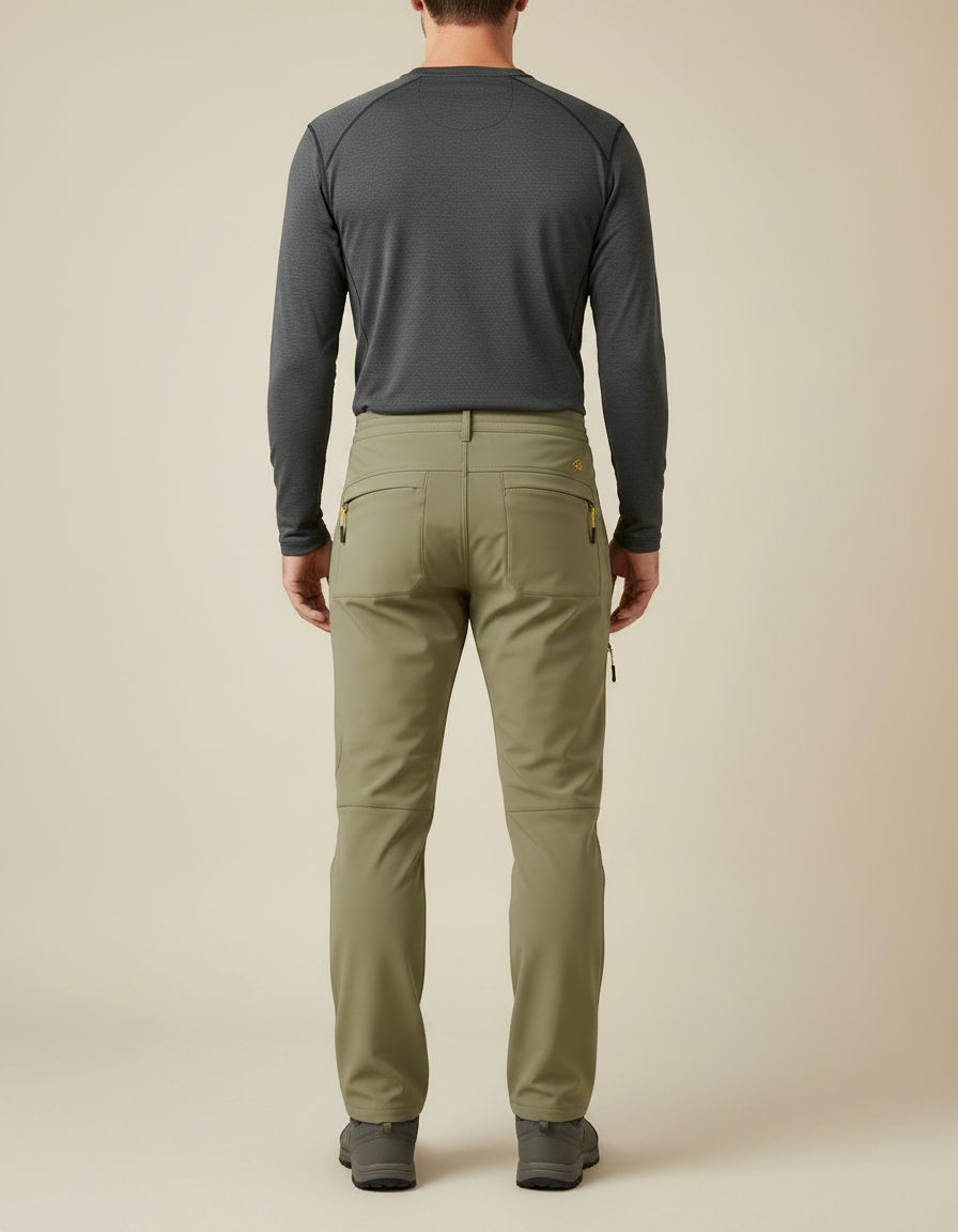 Pantalon Randonnée Kaki Softshell Imperméable Stretch Homme - Polyester - vue 2
