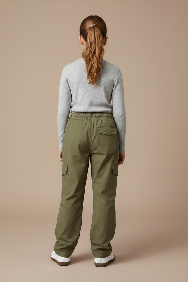 Pantalon Randonnée Kaki Cargo Ample Enfant Léger - Polyester - vue 2