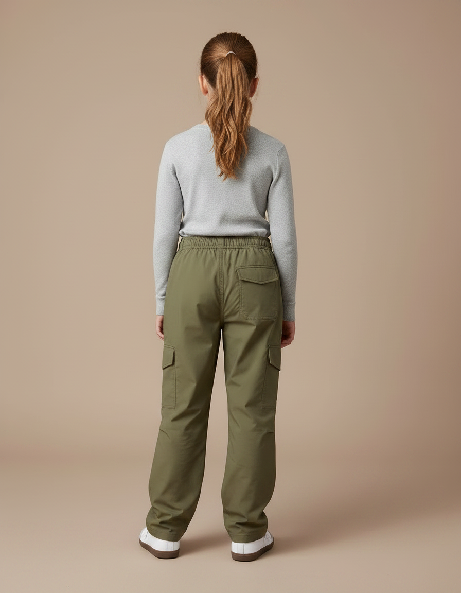 Pantalon Randonnée Kaki Cargo Ample Enfant Léger - Polyester - vue 2