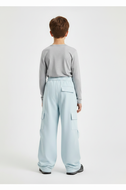 Pantalon Randonnée Bleu Ciel Cargo Ample Enfant - Polyester - vue 2