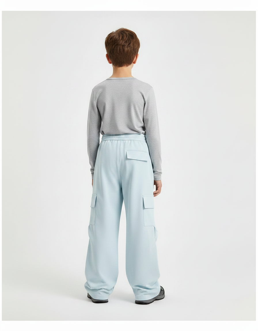 Pantalon Randonnée Bleu Ciel Cargo Ample Enfant - Polyester - vue 2