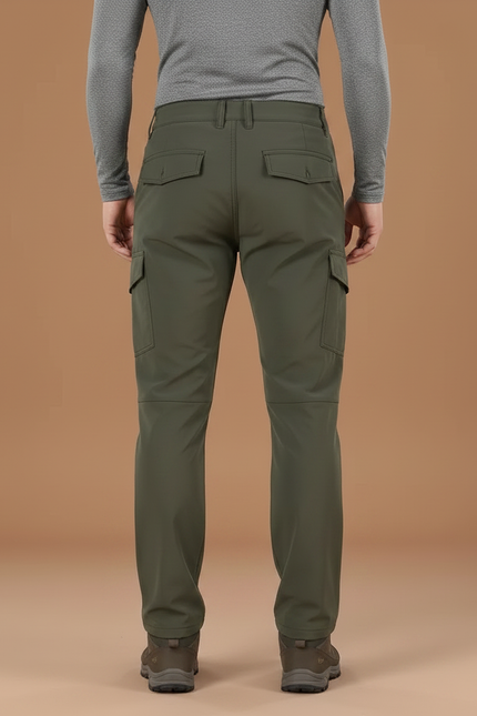 Pantalon Randonnée Vert Militaire Cargo Doublé Homme - Kaki Polyester - vue 2