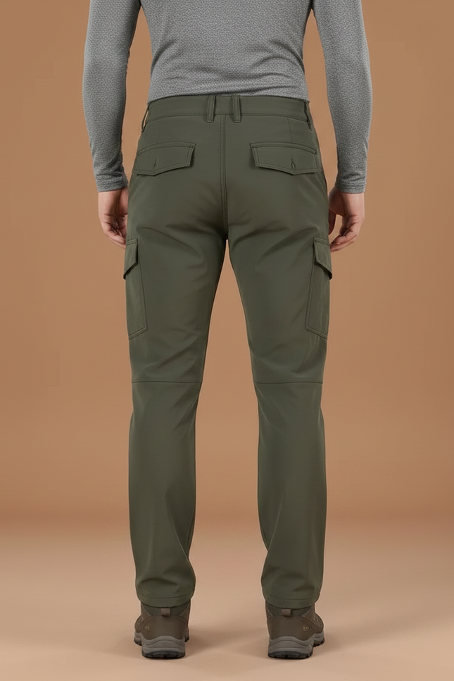Pantalon Randonnée Vert Militaire Cargo Doublé Homme - Kaki Polyester - vue 2