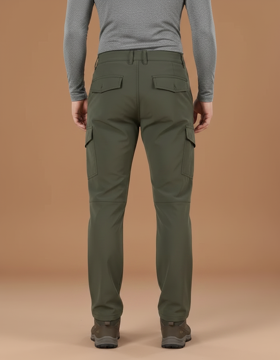 Pantalon Randonnée Vert Militaire Cargo Doublé Homme - Kaki Polyester - vue 2