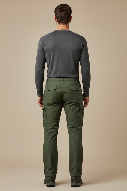 Pantalon Randonnée Cargo Vert Multipoches Homme Tactique - Polyester - vue 2