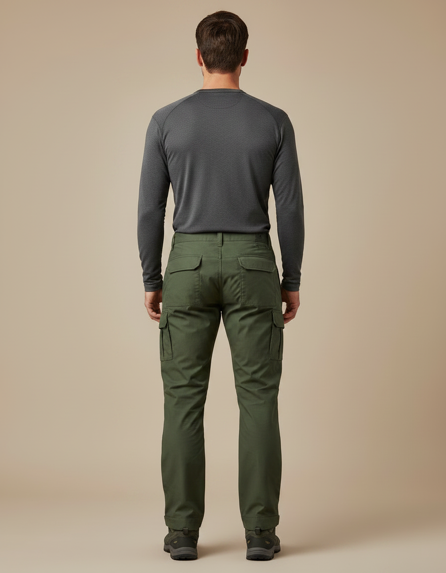 Pantalon Randonnée Cargo Vert Multipoches Homme Tactique - Polyester - vue 2