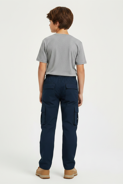 Pantalon Randonnée Bleu Marine Cargo Enfant Décontracté - Polyester - vue 2