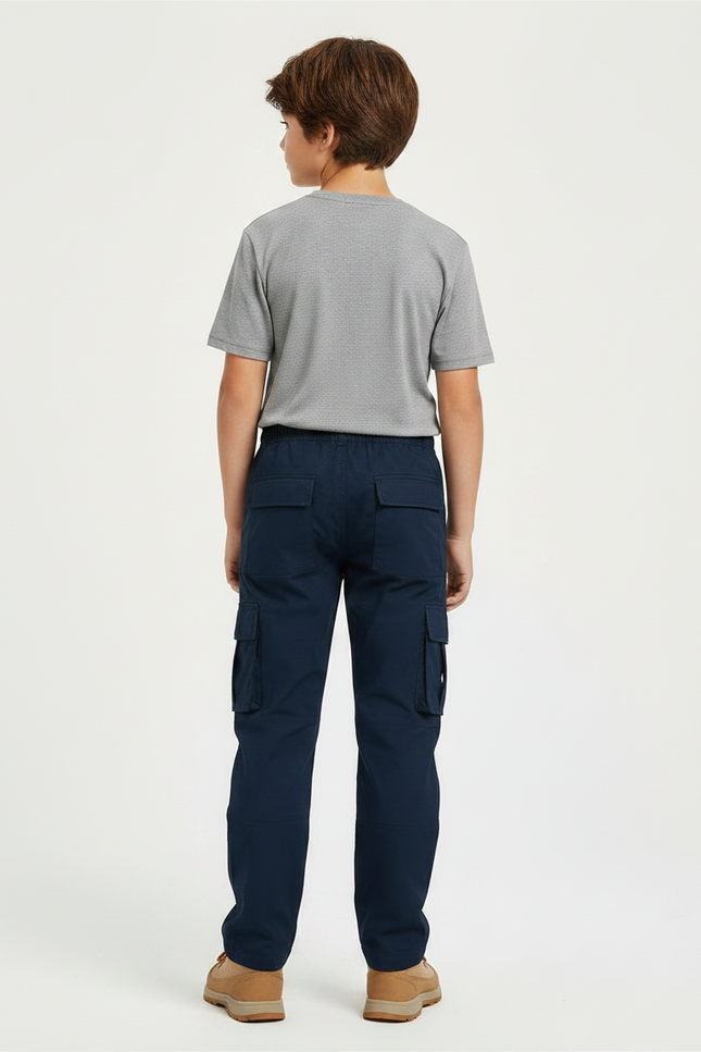 Pantalon Randonnée Bleu Marine Cargo Enfant Décontracté - Polyester - vue 2