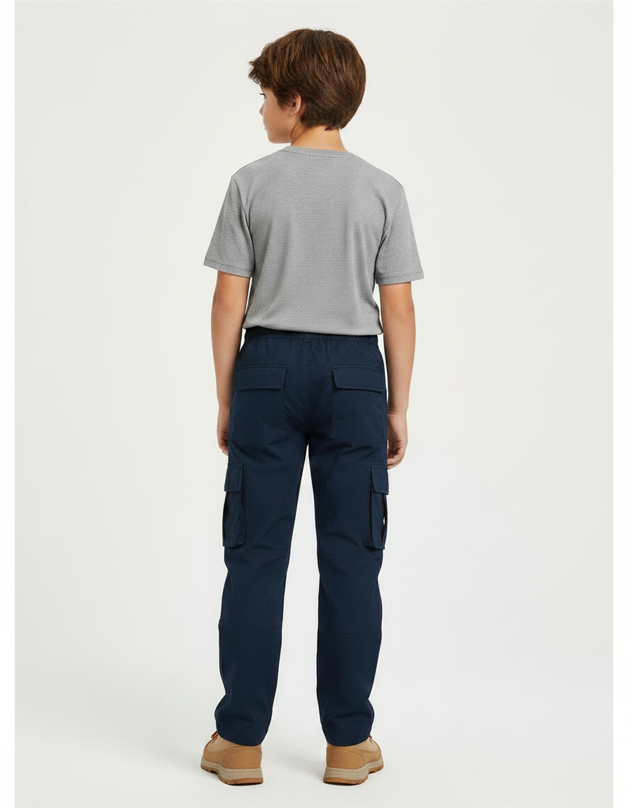 Pantalon Randonnée Bleu Marine Cargo Enfant Décontracté - Polyester - vue 2