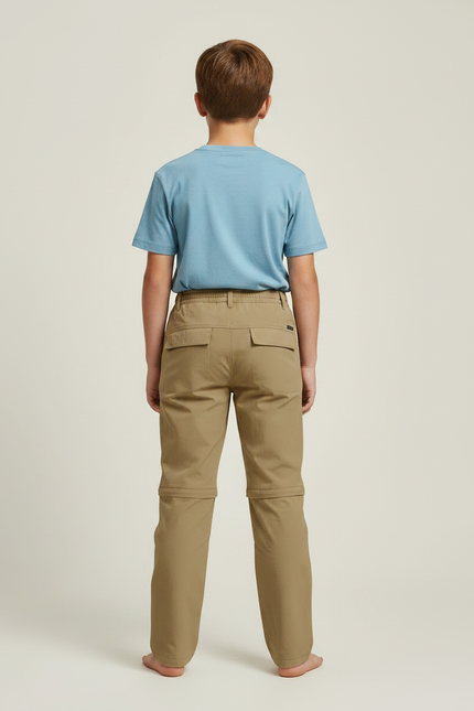 Pantalon Randonnée Convertible Kaki Enfant Léger Respirant - Polyester - vue 2