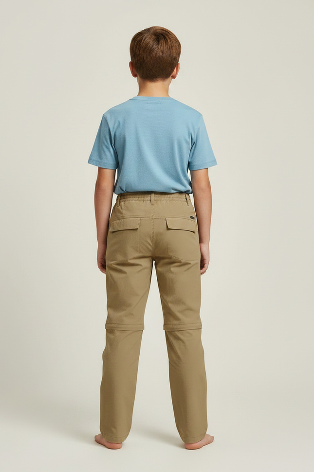 Pantalon Randonnée Convertible Kaki Enfant Léger Respirant - Polyester - vue 2