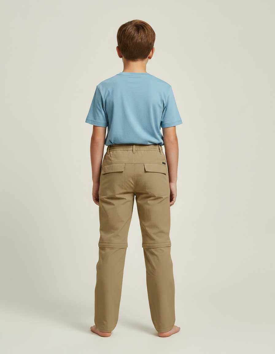 Pantalon Randonnée Convertible Kaki Enfant Léger Respirant - Polyester - vue 2