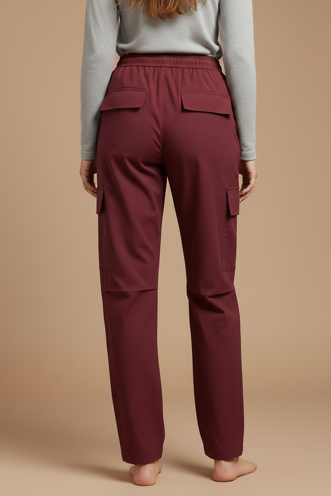 Pantalon Randonnée Bordeaux Cargo Fluide Femme Décontracté - Polyester - vue 2