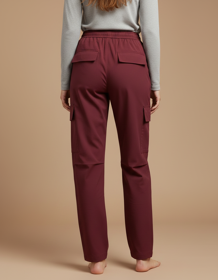 Pantalon Randonnée Bordeaux Cargo Fluide Femme Décontracté - Polyester - vue 2
