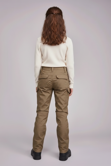 Pantalon Randonnée Kaki Cargo Multipoches Droit Enfant - Toile - vue 2