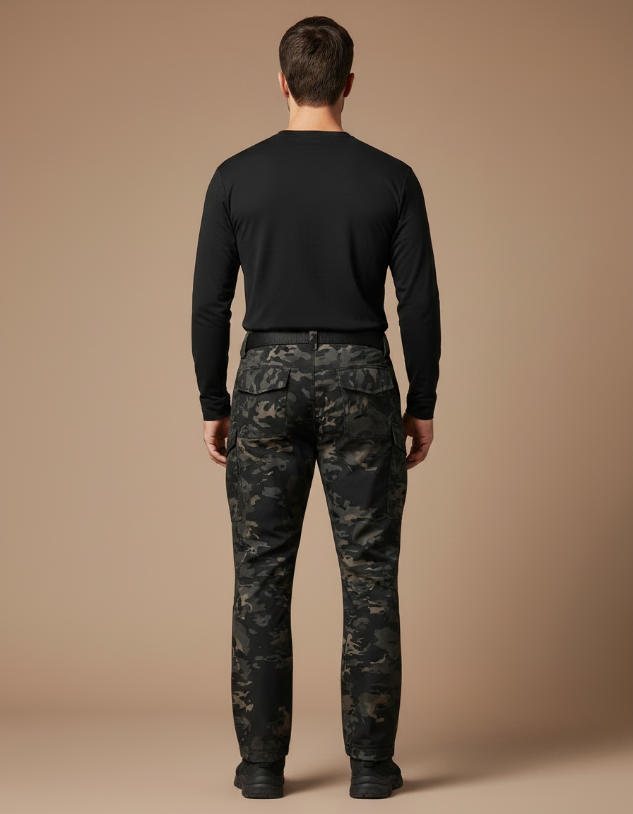Pantalon Randonnée Camouflage Homme Tactique Softshell Hiver - Multicolore Polyester - vue 2