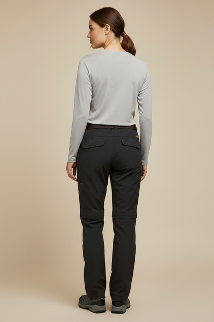 Pantalon Randonnée Noir Convertible Léger Femme - Polyester - vue 2