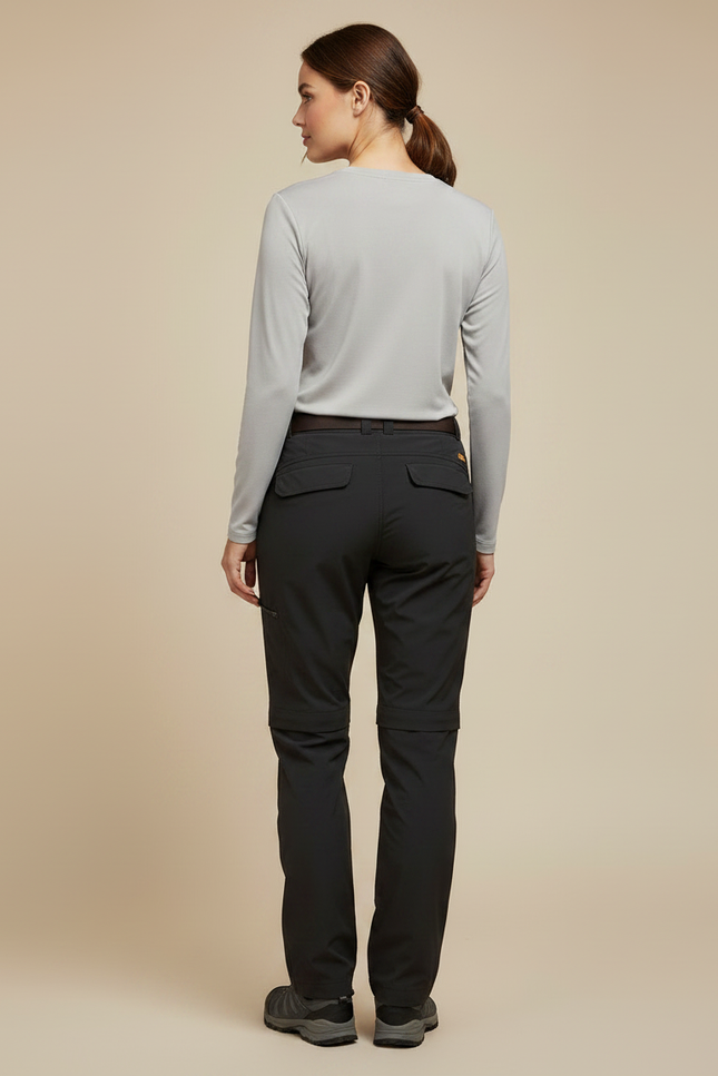 Pantalon Randonnée Noir Convertible Léger Femme - Polyester - vue 2