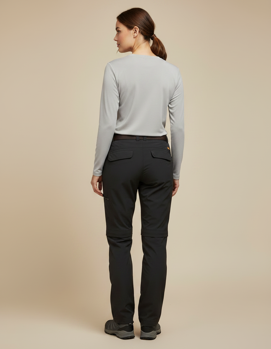 Pantalon Randonnée Noir Convertible Léger Femme - Polyester - vue 2