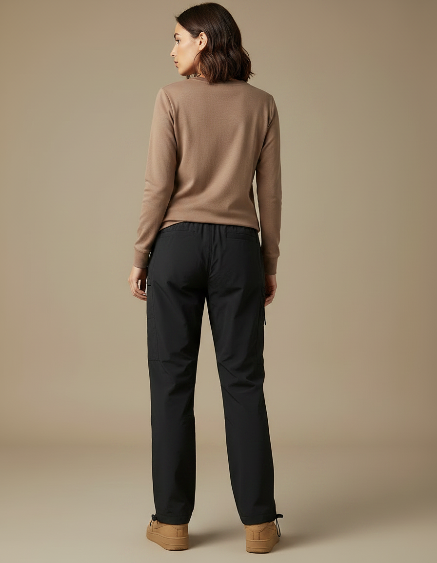 Pantalon Randonnée Noir Cargo Femme Fluide Décontracté - Polyester - vue 2