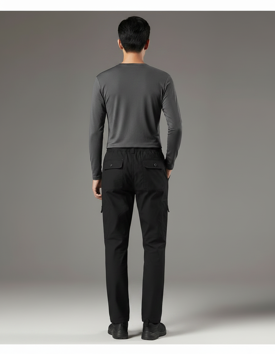 Pantalon Randonnée Noir Cargo Homme Décontracté Ample - Polyester - vue 2