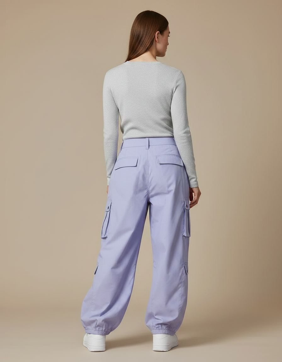 Pantalon Randonnée Violet Ample Cargo Imperméable Femme - Polyester - vue 2