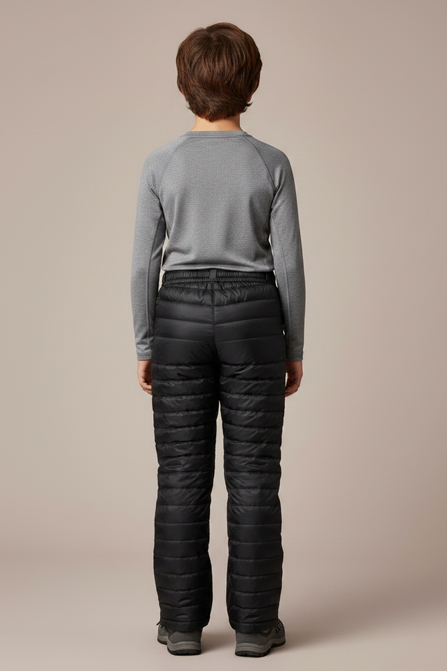 Pantalon Randonnée Noir Enfant Matelassé Léger Chaud - Polyester - vue 2