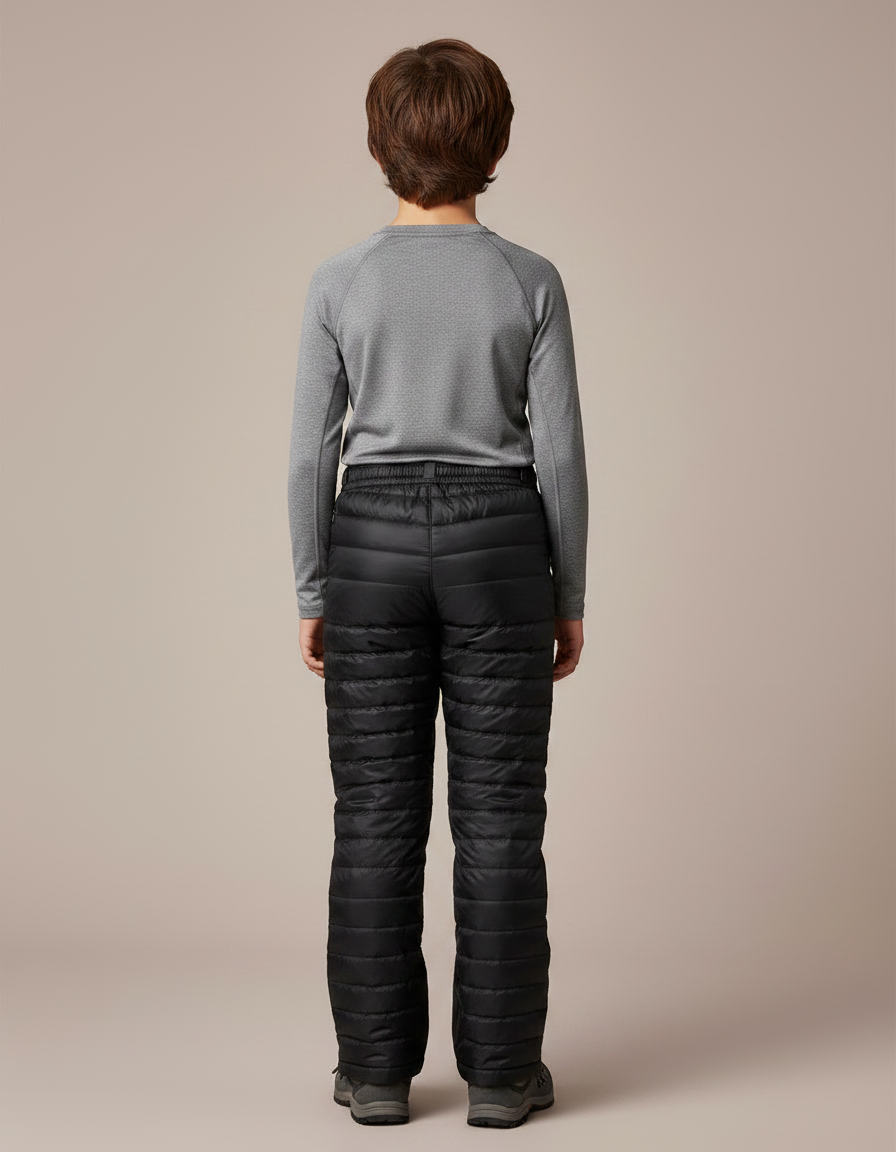 Pantalon Randonnée Noir Enfant Matelassé Léger Chaud - Polyester - vue 2