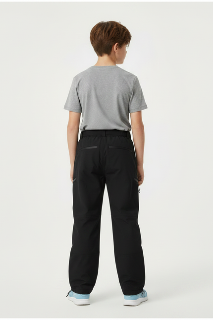 Pantalon Randonnée Noir Imperméable Enfant Cargo - Polyester - vue 2