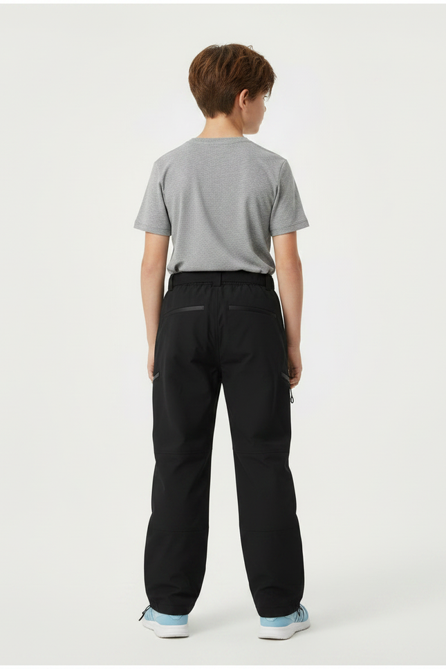 Pantalon Randonnée Noir Imperméable Enfant Cargo - Polyester - vue 2