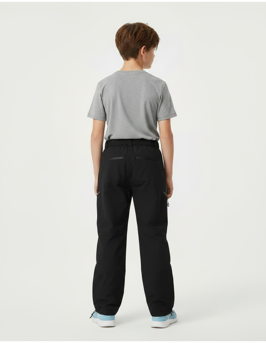 Pantalon Randonnée Noir Imperméable Enfant Cargo - Polyester - vue 2