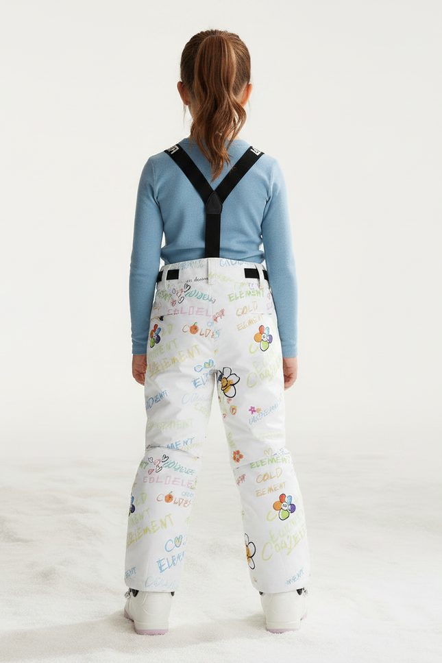 Pantalon Randonnée Blanc Imprimé Coloré Bretelles Enfant - Polyester - vue 2