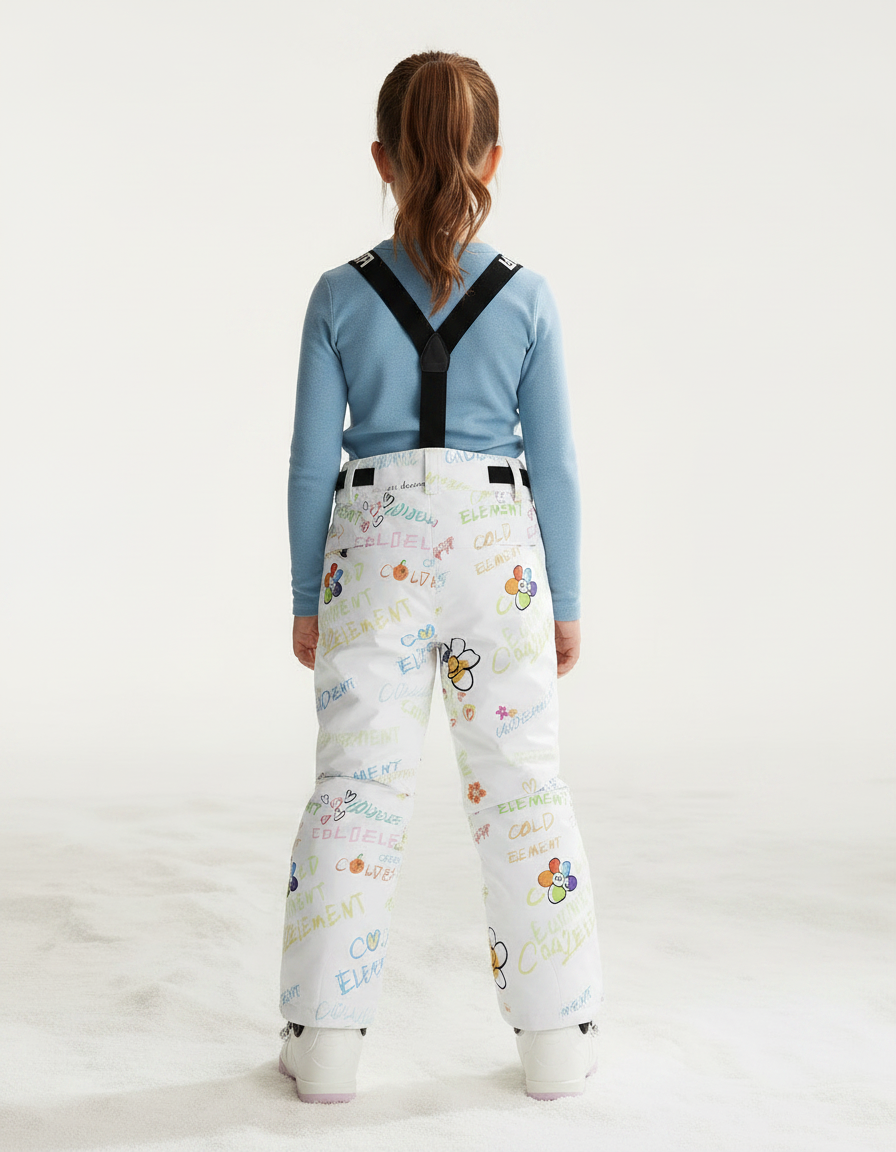 Pantalon Randonnée Blanc Imprimé Coloré Bretelles Enfant - Polyester - vue 2