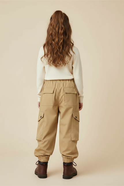 Pantalon Randonnée Beige Cargo Ample Enfant Robuste - Polyester - vue 2