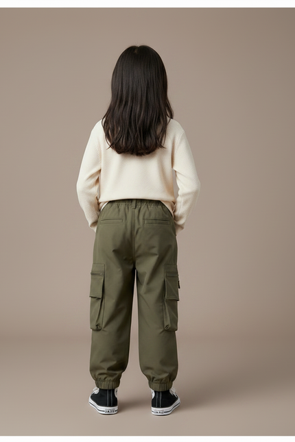Pantalon Randonnée Kaki Cargo Enfant Robuste Confortable - Polyester - vue 2
