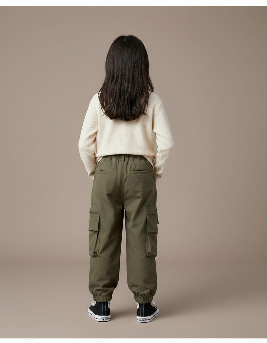 Pantalon Randonnée Kaki Cargo Enfant Robuste Confortable - Polyester - vue 2