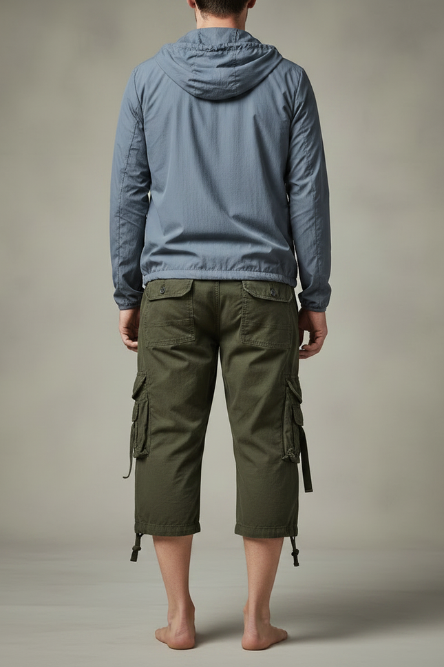Pantalon Randonnée Kaki Cargo Court Homme Coton - vue 2
