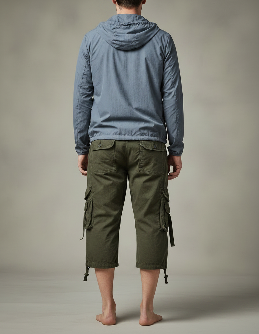 Pantalon Randonnée Kaki Cargo Court Homme Coton - vue 2