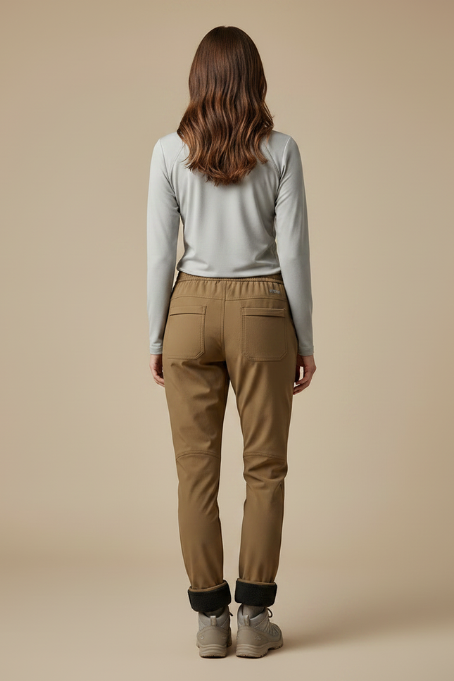 Pantalon Randonnée Marron Doublé Polaire Femme Chaud - Polyester - vue 2