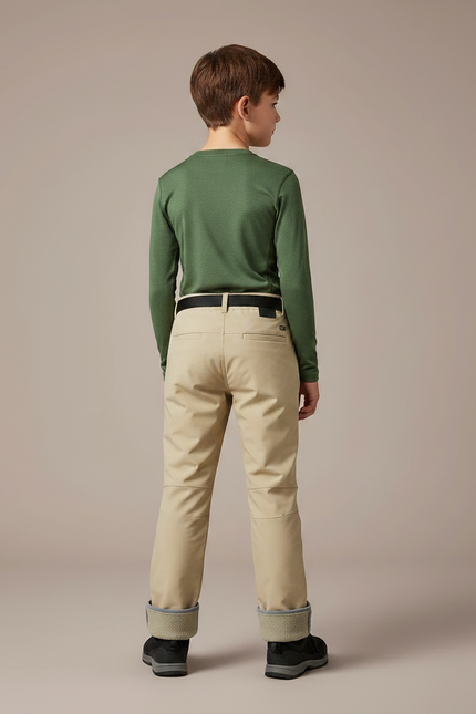 Pantalon Randonnée Beige Imperméable Enfant Doublé Polaire - Polyester - vue 2