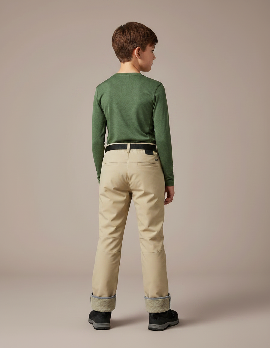 Pantalon Randonnée Beige Imperméable Enfant Doublé Polaire - Polyester - vue 2