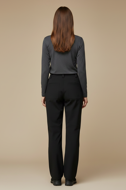 Pantalon Randonnée Noir Coupe Droite Résistant Femme - Polyester - vue 2