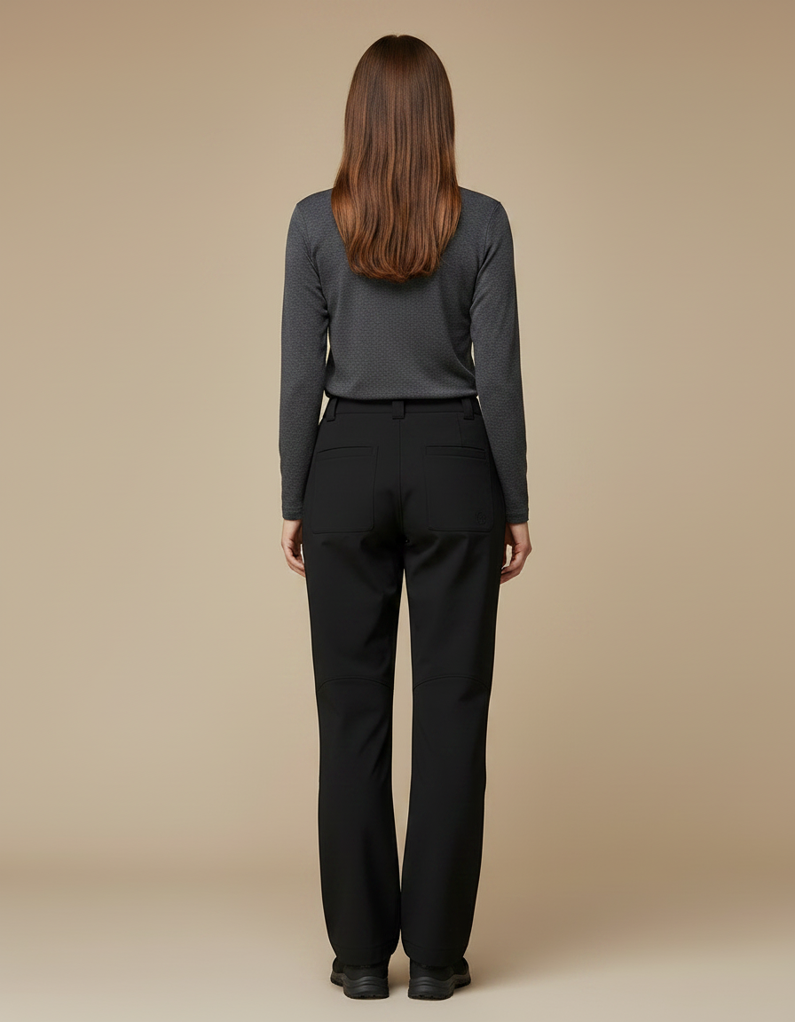 Pantalon Randonnée Noir Coupe Droite Résistant Femme - Polyester - vue 2