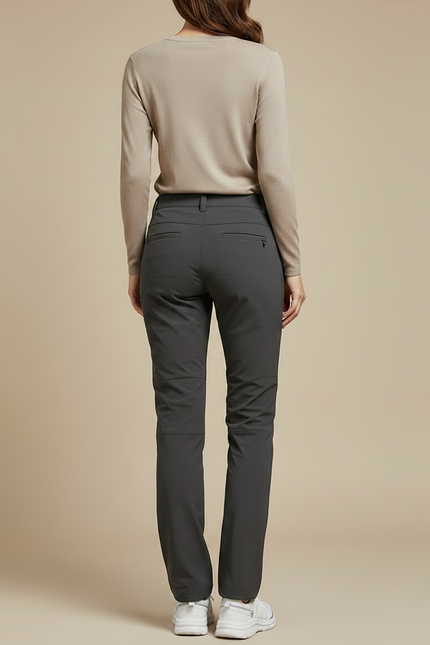 Pantalon Randonnée Femme Gris Coupe Droite Stretch - Polyester - vue 2