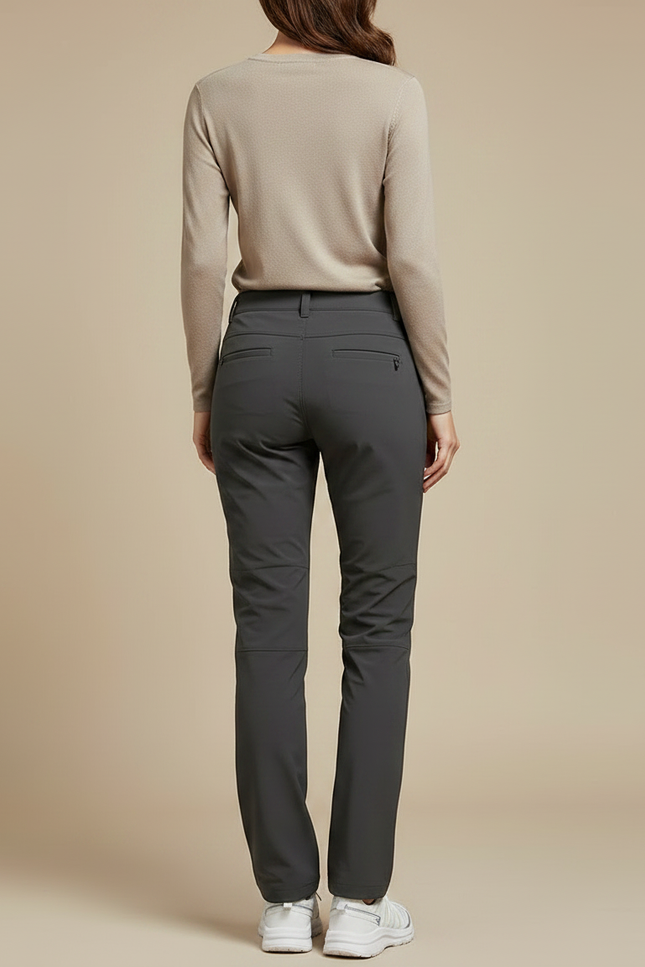Pantalon Randonnée Femme Gris Coupe Droite Stretch - Polyester - vue 2