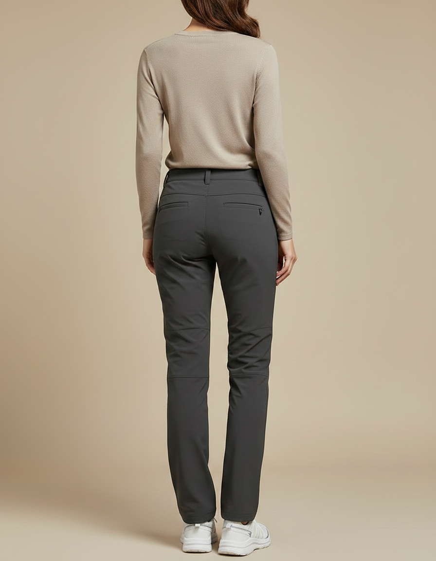 Pantalon Randonnée Femme Gris Coupe Droite Stretch - Polyester - vue 2