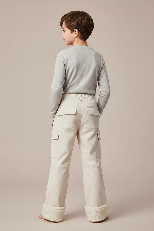 Pantalon Randonnée Beige Cargo Doublé Polaire Enfant - Polyester - vue 2