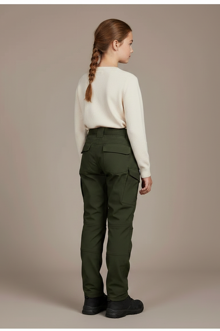 Pantalon Randonnée Vert Femme Cargo Ceinturé Épais - Polyester - vue 2