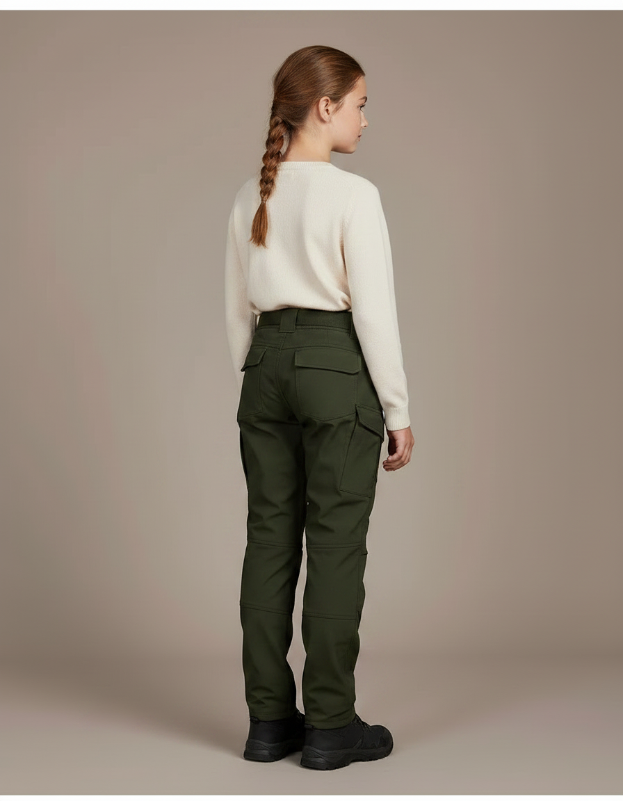 Pantalon Randonnée Vert Femme Cargo Ceinturé Épais - Polyester - vue 2