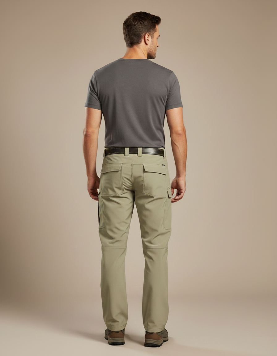 Pantalon Randonnée Homme Kaki Cargo Léger Imperméable - Polyester - vue 2